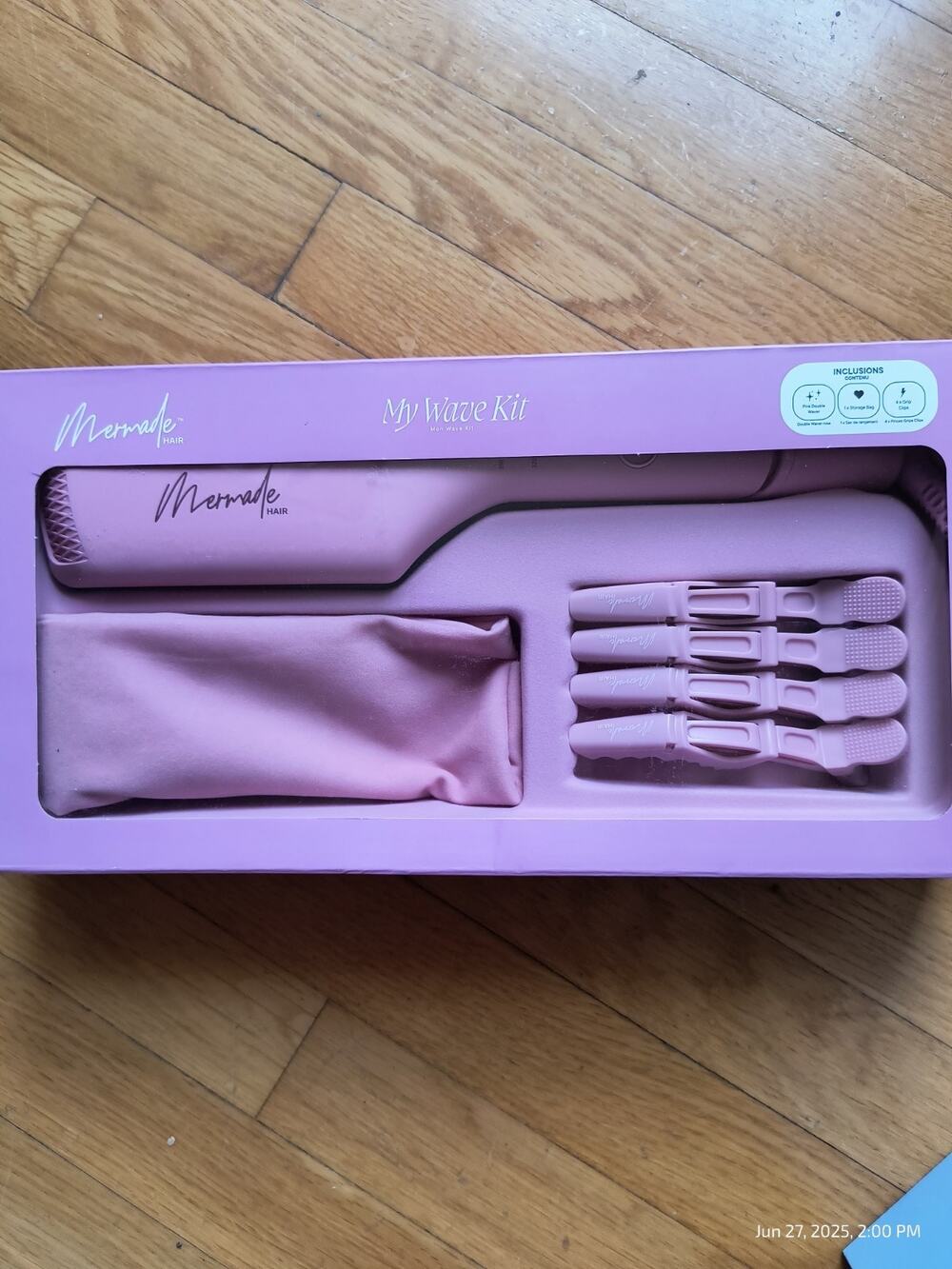 Mermade MY WAVE KIT Hair Waver Styler Pink Double Waver Travel Bag Clips Open